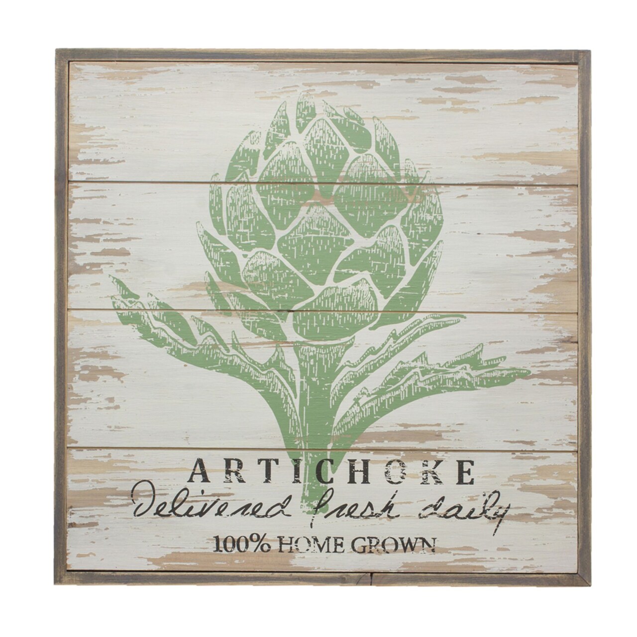 Contemporary Home Living 15.75" Wood Green and Brown Artichoke Wall Plaque